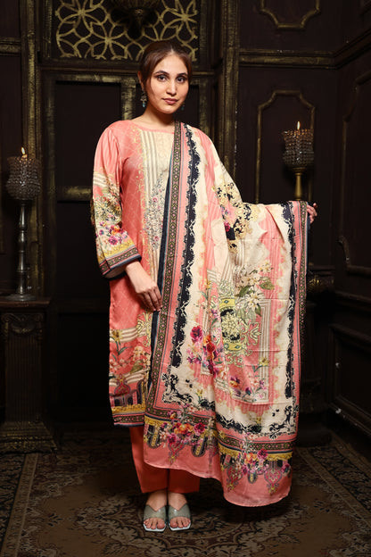 Pink Viscose Pashmina Suit Set #1704