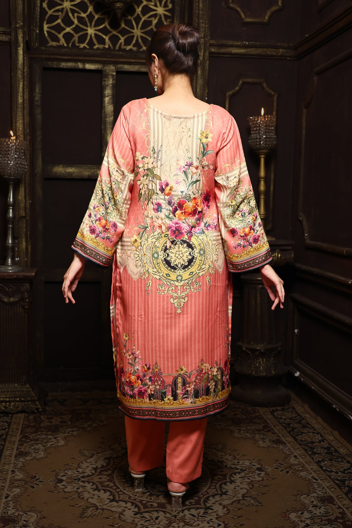 Pink Viscose Pashmina Suit Set #1704