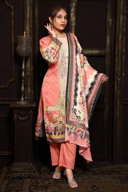 Pink Viscose Pashmina Suit Set #1704