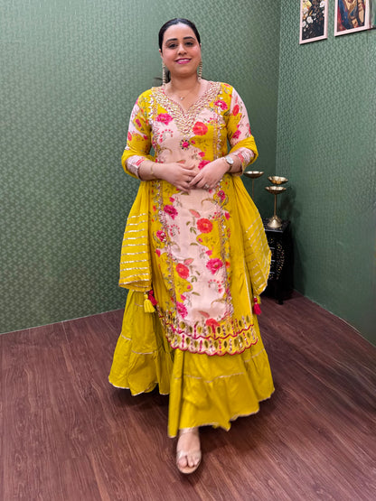 Mustard Pure Muslin One-Piece Gown #1771