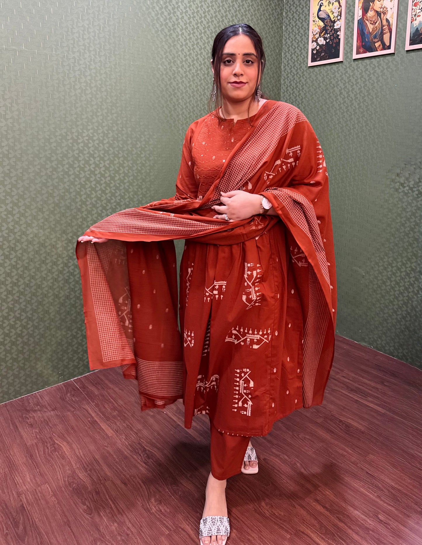 Rust A-Line Cotton Suit Set  #1792