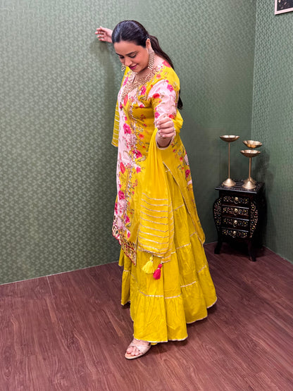Mustard Pure Muslin One-Piece Gown #1771