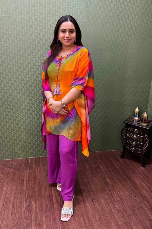 Pure Crepe Tie-Dye Kaftan Set #1785