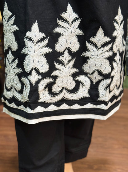 Black Pure Cotton Designer Suit #1781