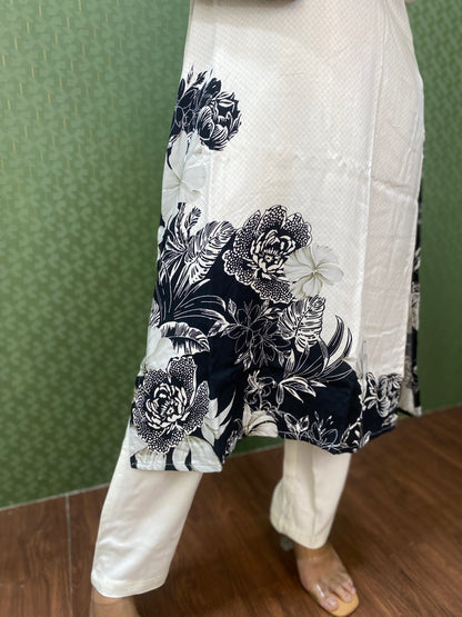 White Pure Pashmina Embroidered Suit Set #1749