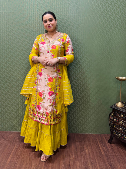 Mustard Pure Muslin One-Piece Gown #1771