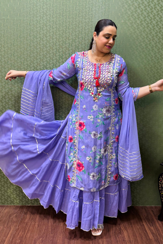 Lavender Pure Muslin One-Piece Gown #1769
