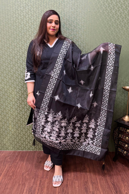Black Pure Cotton Designer Suit #1781