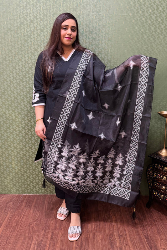 Black Pure Cotton Designer Suit #1781