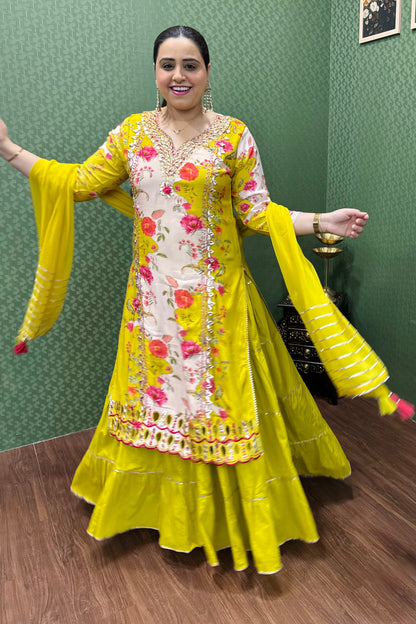Mustard Pure Muslin One-Piece Gown #1771