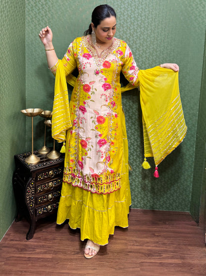 Mustard Pure Muslin One-Piece Gown #1771