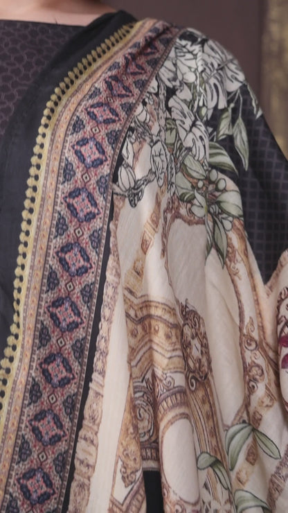 Peach Viscose Pashmina Suit Set #1705