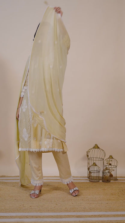 Chikankari Dobby Mal Cotton Suit Set - Soft Beige