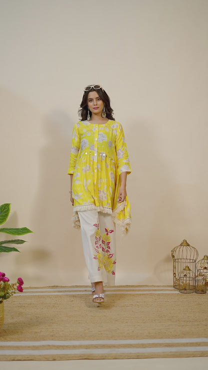 Sunlit Bloom Pure Muslin Co-ord Set #1893