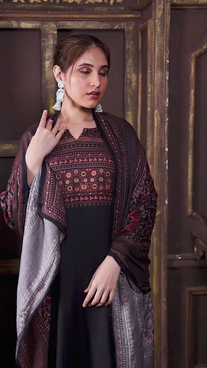 Rust/Red Pure Viscous Pashmina Suit #1723