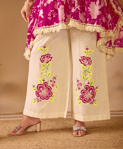 Magenta Bloom Pure Muslin Co-ord Set #1892