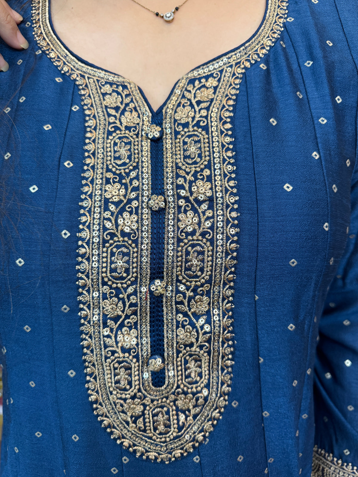 Blue Silk Gown With Dupatta