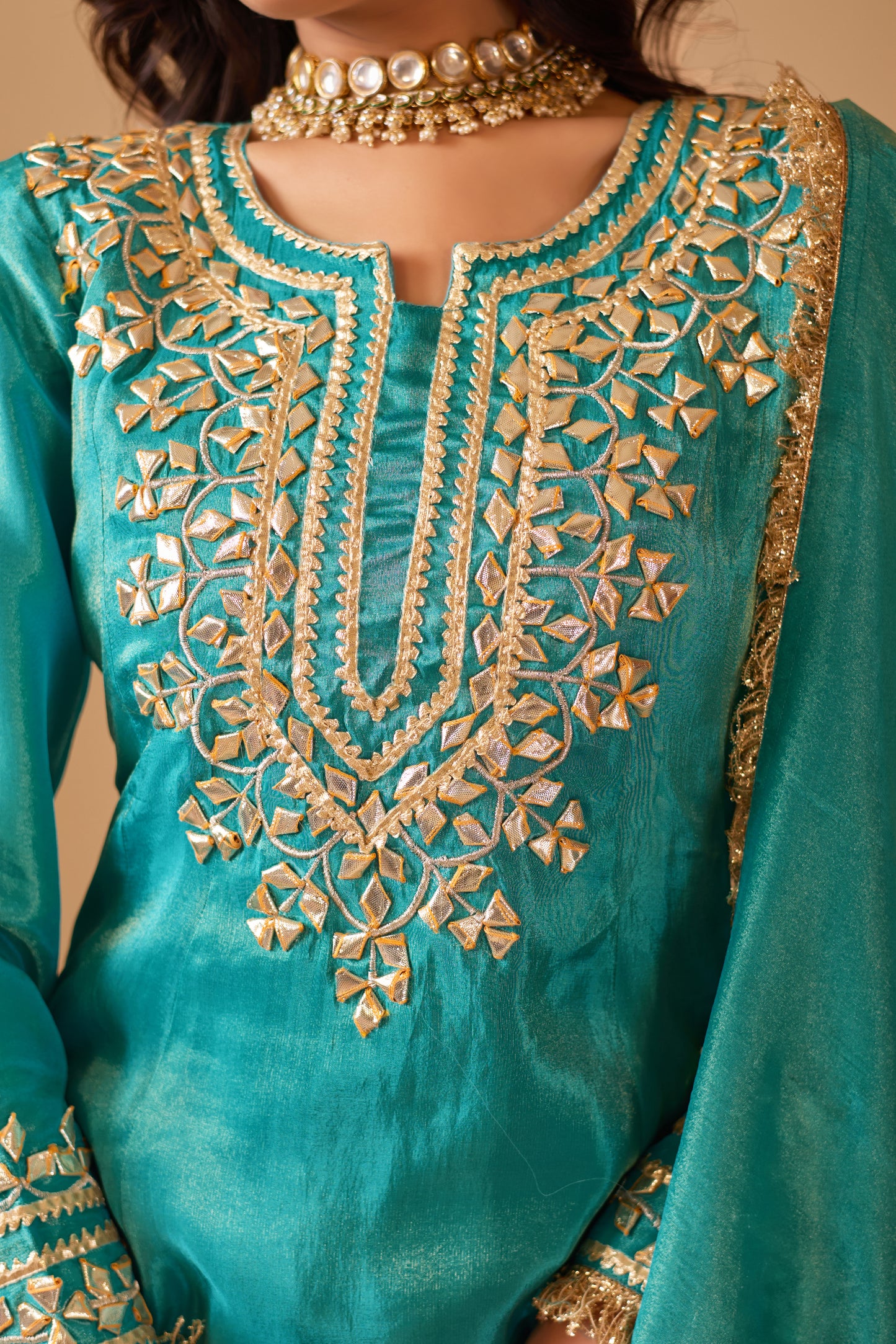 Azure Grace Tissue Shimmer Silk Suit #1894