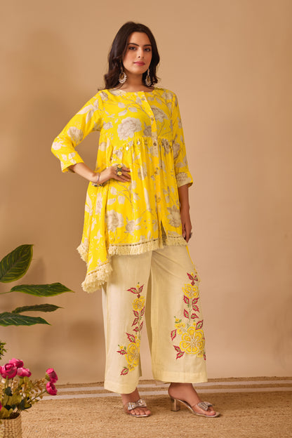 Sunlit Bloom Pure Muslin Co-ord Set #1893