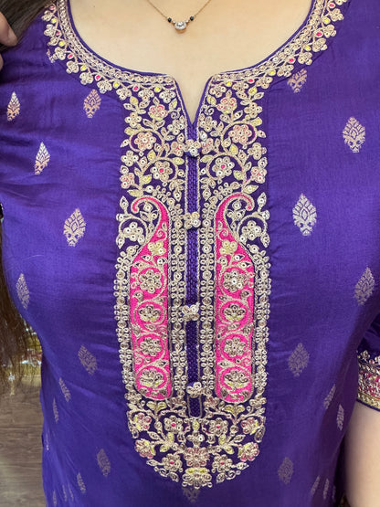 Royal Purple Banarsi Silk Suit Set