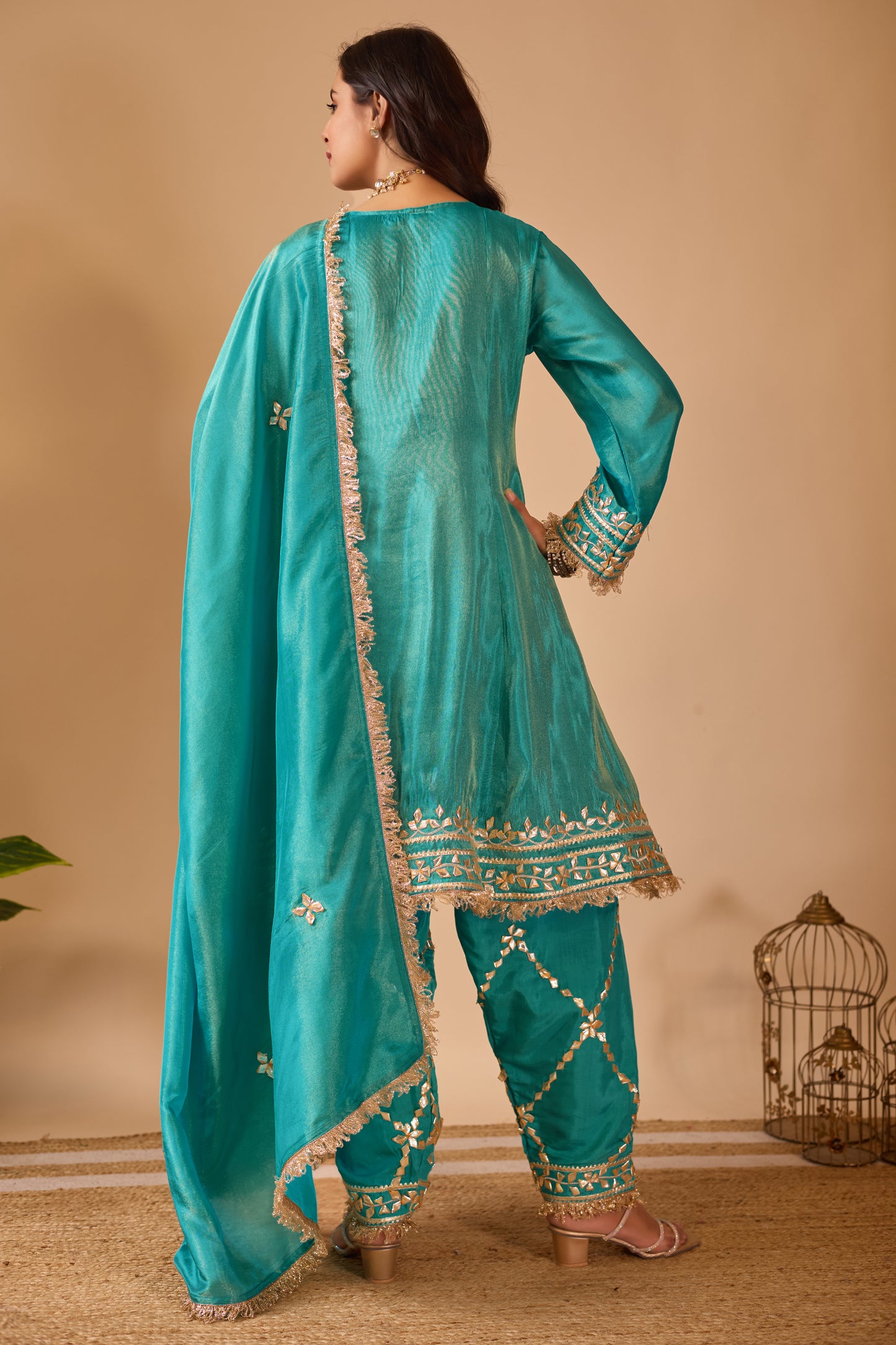 Azure Grace Tissue Shimmer Silk Suit #1894