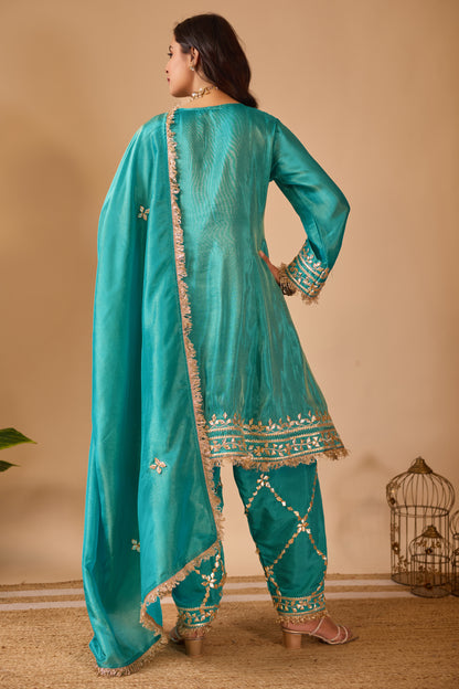 Azure Grace Tissue Shimmer Silk Suit #1894