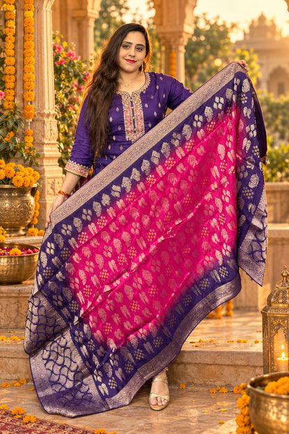 Royal Purple Banarsi Silk Suit Set