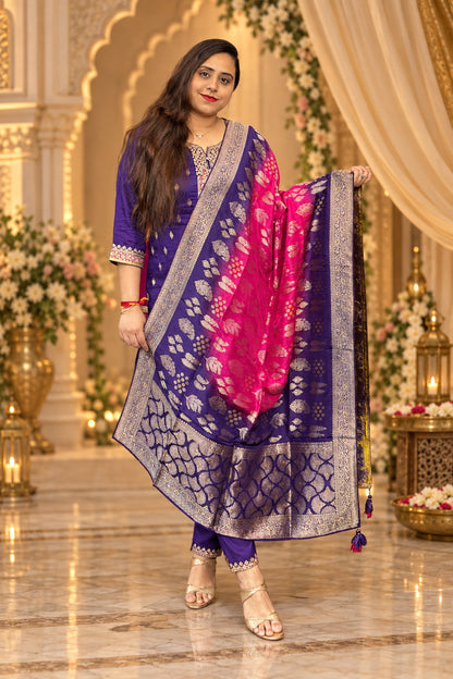 Royal Purple Banarsi Silk Suit Set