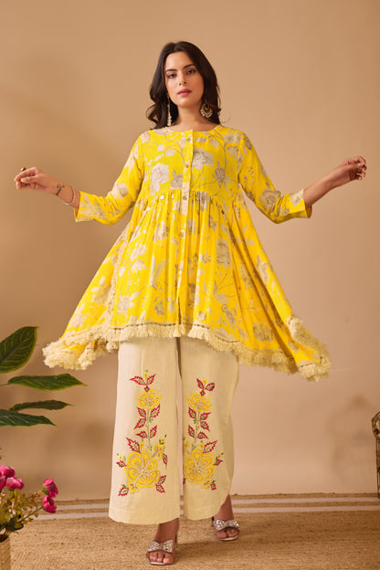 Sunlit Bloom Pure Muslin Co-ord Set #1893