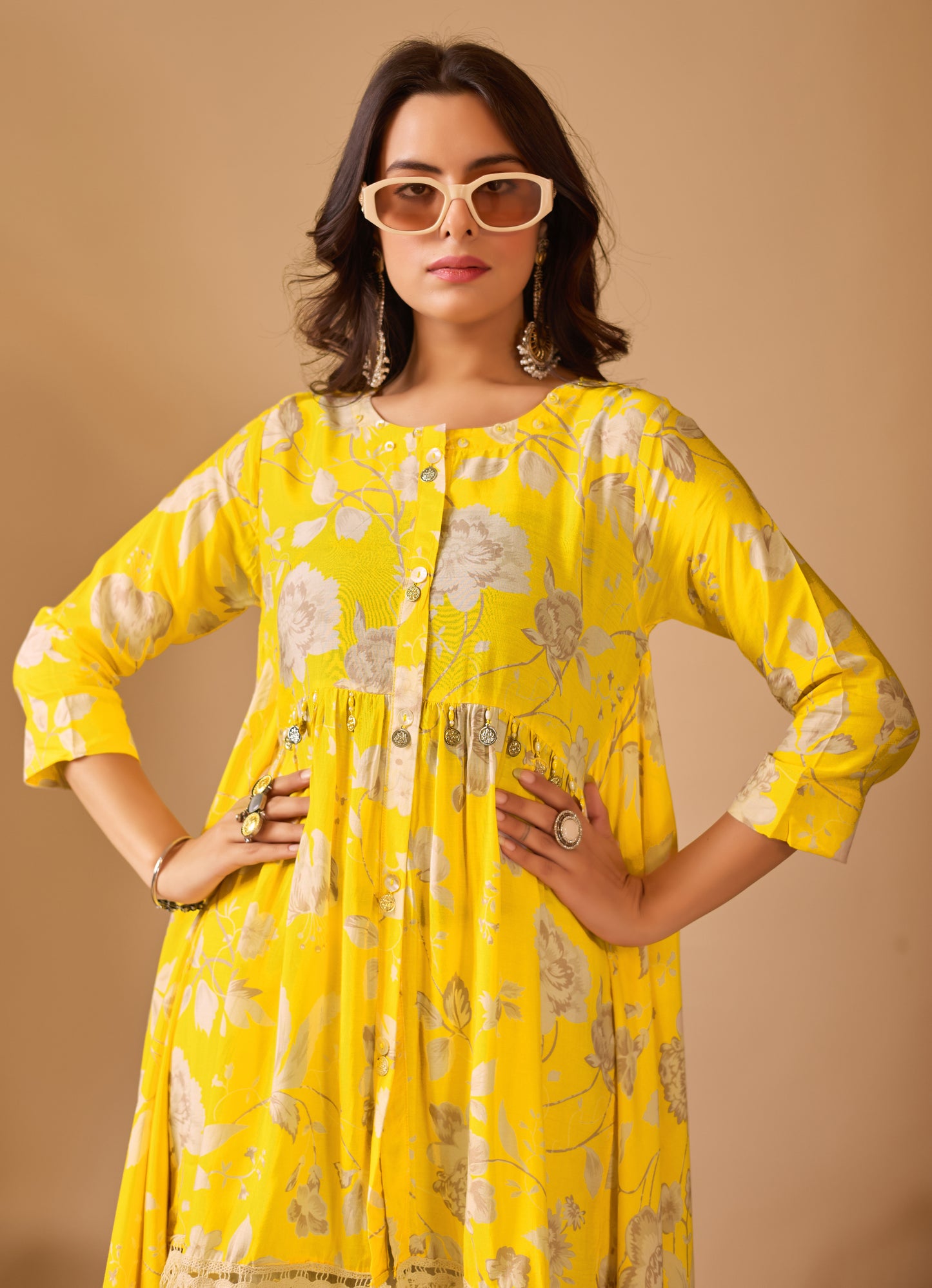 Sunlit Bloom Pure Muslin Co-ord Set #1893