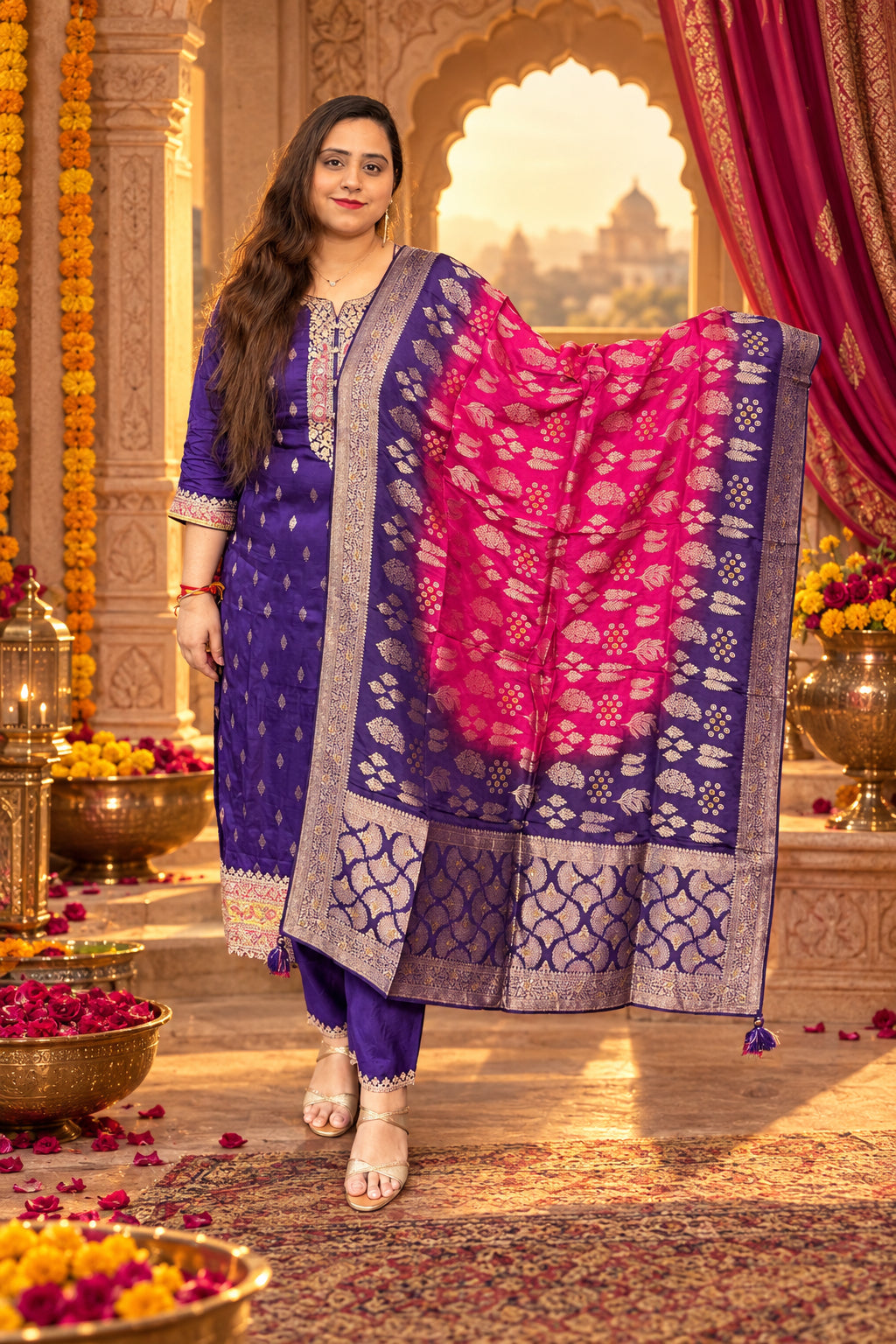 Royal Purple Banarsi Silk Suit Set