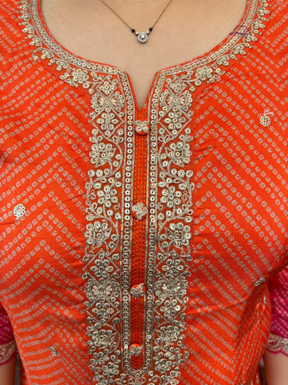 Tangerine Orange Chinnon Suit Set